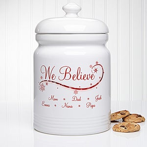 Personalized Christmas Cookie Jar - We Believe