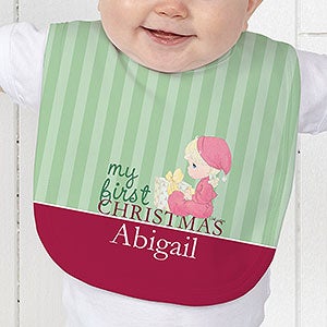 Personalized First Christmas Baby Bibs - Precious Moments