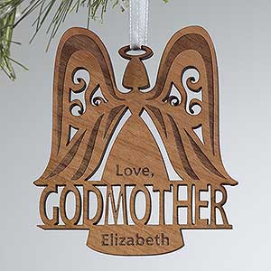 Godparent Personalized Wood Angel Ornament