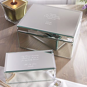 Personalized Mirrored Jewelry Boxes - Your Own Message - 12507