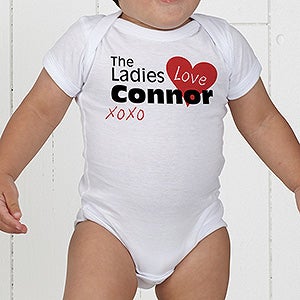 Personalized Baby Bodysuit For Boys - Ladies Love Me - Infant 12 Months - Grey