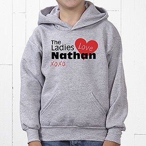 Personalized Kids Sweatshirts - Ladies Love Me - Youth Small (6/8) - Black