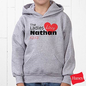 The Ladies Love Me Personalized Youth Hooded Sweatshirt