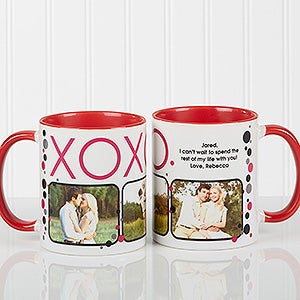 Red Personalized Valentine Photo Coffee Mugs - Hugs & Kisses