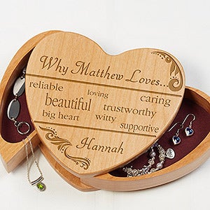 Personalized Jewelry Boxes - Why I Love You Heart