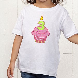 Personalized Birthday Toddler T-Shirt - My Little Cupcake - Toddler 4T - Navy