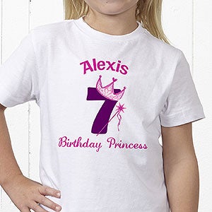 Girls Personalized Birthday Princess Kids T-Shirt - Youth X-Small (2-4) - Royal Blue