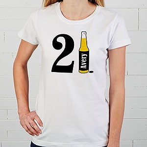 Personalized Birthday Fitted T-Shirt - 21st Birthday Beer - Ladies X-Large - Black