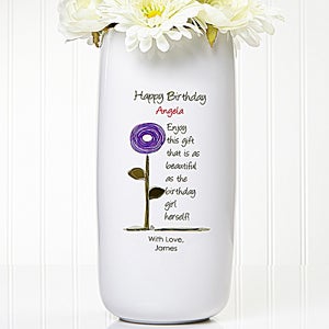 Personalized Birthday Flower Vase - Birthday Blooms - 12628