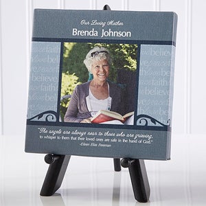 In God's Hands Personalized Memorial Photo Canvas Print - 5 1/2 x 5 1/2