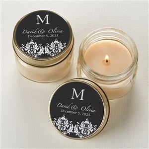 Personalized Candle Tin Favors - Damask Monogram - Set of 12