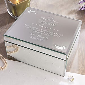 To My Bridesmaid Engraved Mirrored Jewelry Box-Large