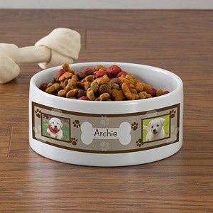 Large Personalized Photo Dog Bowls - Throw Me A Bone