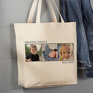 Picture Perfect Personalized Canvas Tote Bag- 3 Photos- 20" x 15" - #12734-3