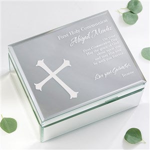 First Communion Blessing Engraved Mirrored Storage Box - Large