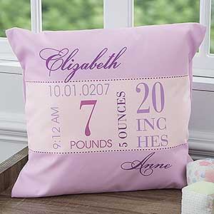 Baby's Big Day Personalized 18 Keepsake Pillow