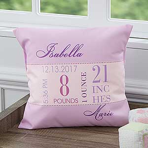 Baby's Big Day Personalized 14 Keepsake Pillow