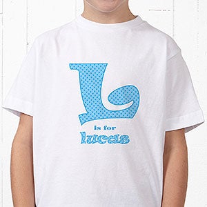 Personalized Kids T-Shirts - Boys Alphabet Name - Youth Medium (10-12) - Navy