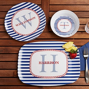 Personalized Melamine Dishes - Nautical Design Personalized Melamine Dishes - Nautical Design