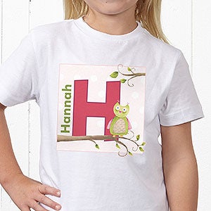 Personalized T-Shirts for Girls - Owl About You - Youth Medium (10-12) - Black