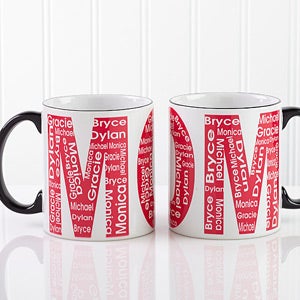 Repeating Names Personalized Coffee Mugs for Her   Black Handle