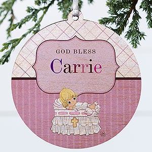 Precious Moments Personalized Christening Ornament - Wood
