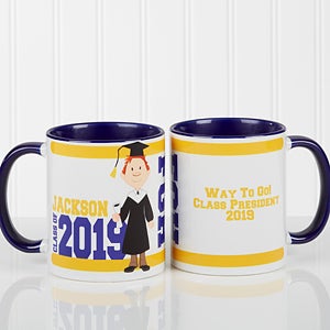 Blue Personalized Graduation Coffee Mugs - Graduation Character