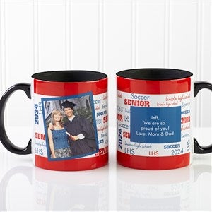 School Spirit Personalized Photo Graduation Coffee Mugs - Black Handle