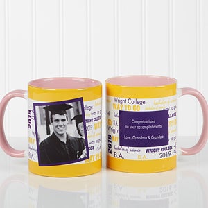 Pink Personalized School Spirit Graduation Photo Coffee Mugs