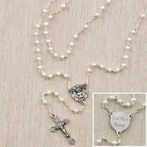 Personalized First Communion Rosary for Girls - Pearl