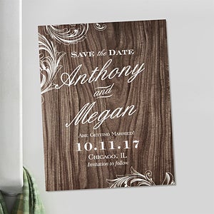 Wood Carving Personalized Save The Date Magnets