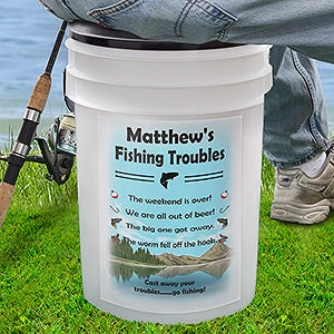 Personalized Bucket Cooler - Fishing Troubles