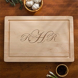 Maple Leaf Raised Monogram 18 Cutting Board-No Handles