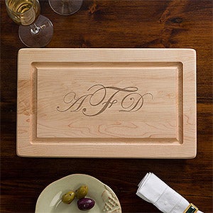 Maple Leaf Raised Monogram 13 Cutting Board-No Handles