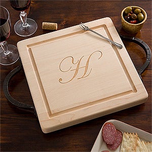 Maple Leaf Personalized Square Cutting Board-Handles