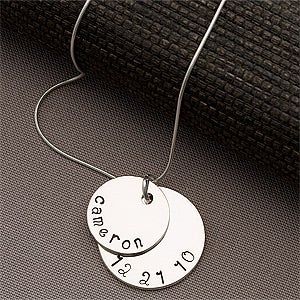 Mother's Personalized Stacking Discs Necklace - 2 Discs