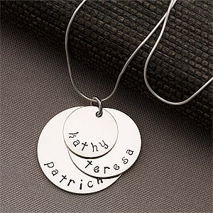 Mother's Personalized Stacking Discs Necklace -3 Discs