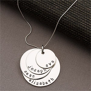 Mother's Personalized Stacking Discs Necklace -4 Discs