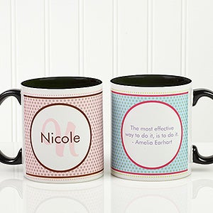 Personalized Polka Dot Monogram Coffee Mug - Black Handle