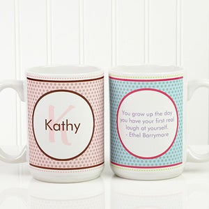 Large Personalized Coffee Mugs - Polka Dot Monogram