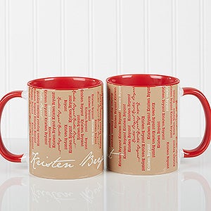 Cascading Names Personalized Womens Coffee Mugs - Red