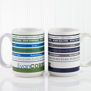 Large Personalized Coffee Mugs - Signature Stripe