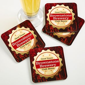 Premium Brew Personalized Coaster Set of 4