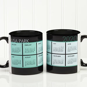 It's A Date Personalized Calendar Coffee Mugs - Black Handle