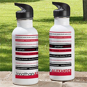 Signature Stripe Personalized Water Bottle