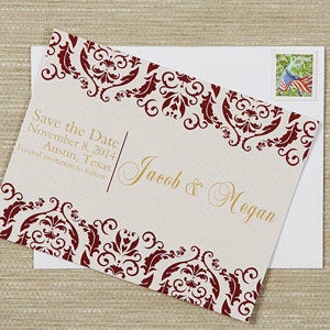 Classic Damask Personalized Premium Save The Date Cards