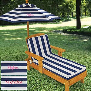KidKraft Personalized Striped Outdoor Chaise with Umbrella