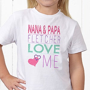 Personalized Kids T-Shirts - Somebody Loves Me - Youth Large (14-16) - Black
