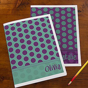 Trendy Polka Dots Personalized Folders - Set of 2