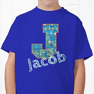 Personalized Boys T-Shirt - His Name & Initial - Youth Small (6-8) - Red